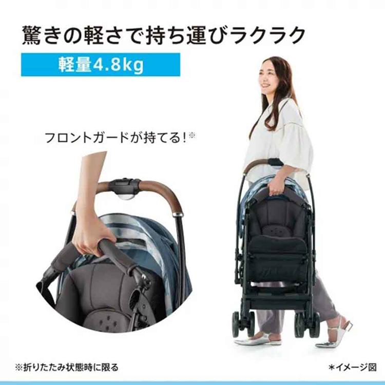 ベビーカー a型 アップリカ 軽量 ファーストベビーカー A型ベビーカー ベビー用品 ラクーナエアー プラス 通気性 収納 フード グレー Apricaの画像