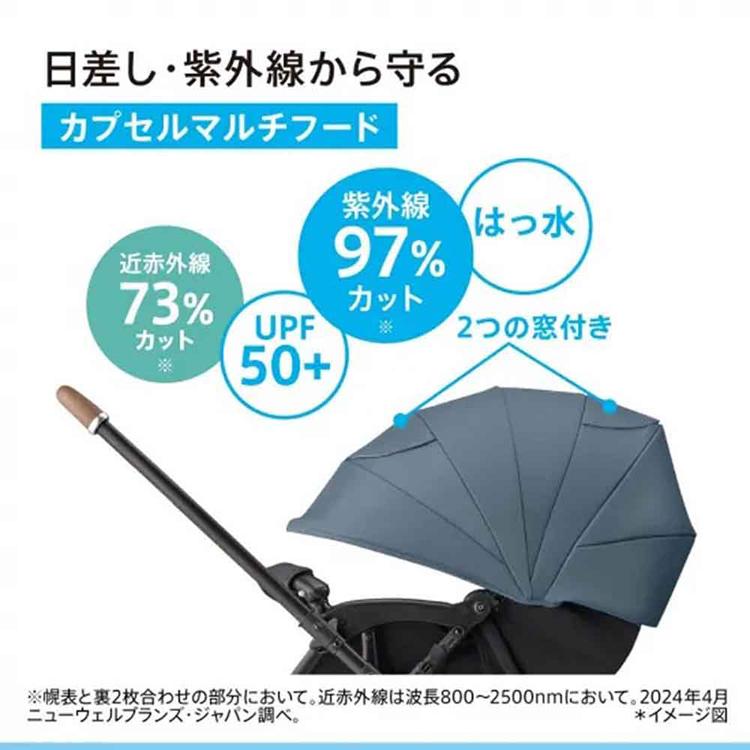 ベビーカー a型 アップリカ 軽量 ファーストベビーカー A型ベビーカー ベビー用品 ラクーナエアー プラス 通気性 収納 フード グレー Apricaの画像