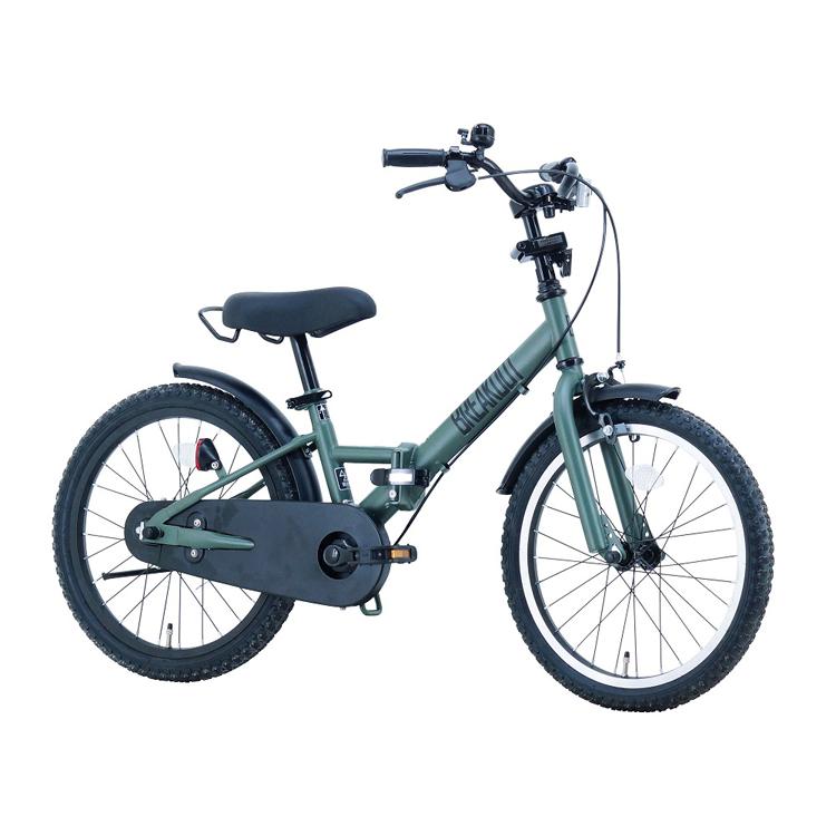 自転車 18インチ オリーブ ブルーグレー 収納 おでかけ(完成車