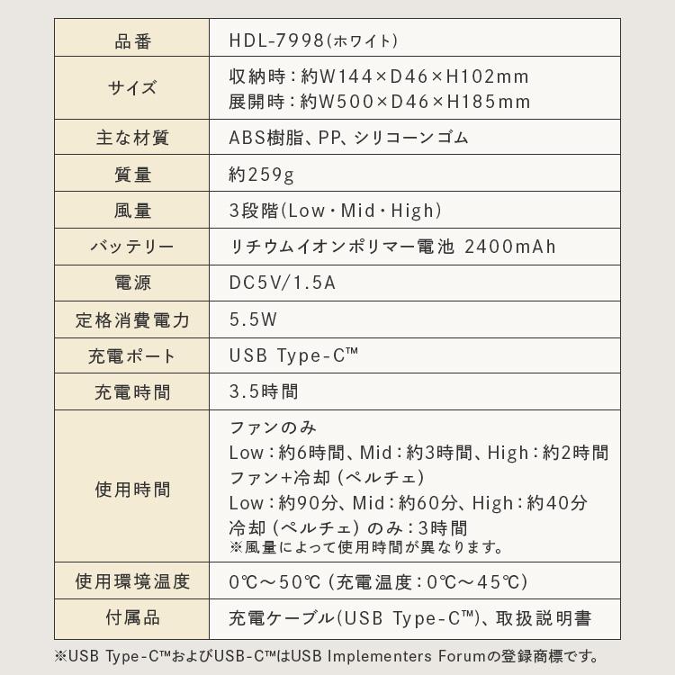 ヒロ・コーポレーション 首かけ扇風機 ネックファン ペルチェ 冷却