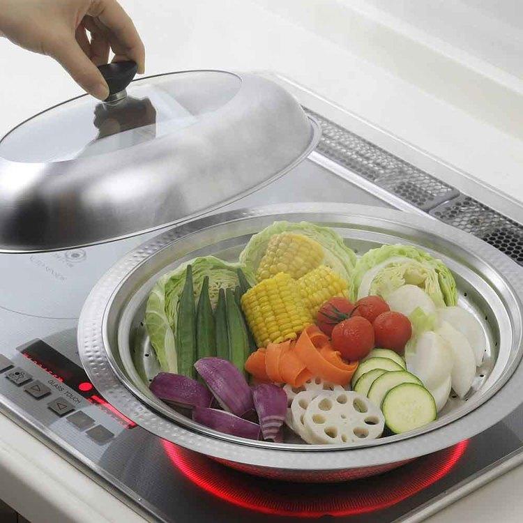 鍋 卓上鍋 30cm 蒸し皿 セット IH ガス火 蒸し器 ステンレス