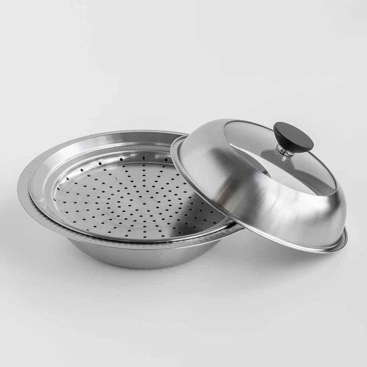 鍋 卓上鍋 22cm 蒸し皿 セット IH ガス火 蒸し器 ステンレス