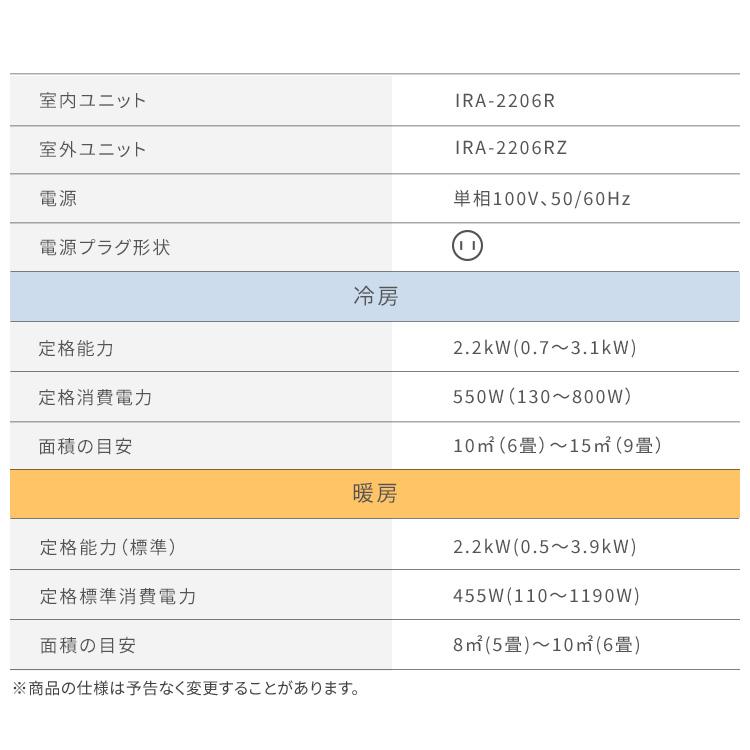 K03090　アイリスオーヤマ　中古エアコン　主に6畳用　冷2.2kw ／ 暖2.2kw K03090 アイリスオーヤマ 中古エアコン 主に6畳用 冷2.2kw ／ 暖2.2kw