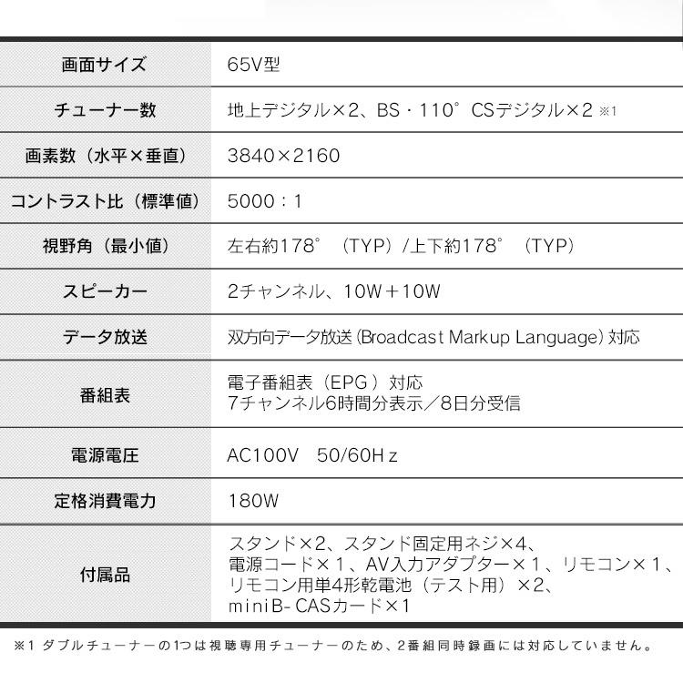 IRIS OHYAMA（アイリスオーヤマ） テレビ 65型 4K対応 液晶 テレビ W
