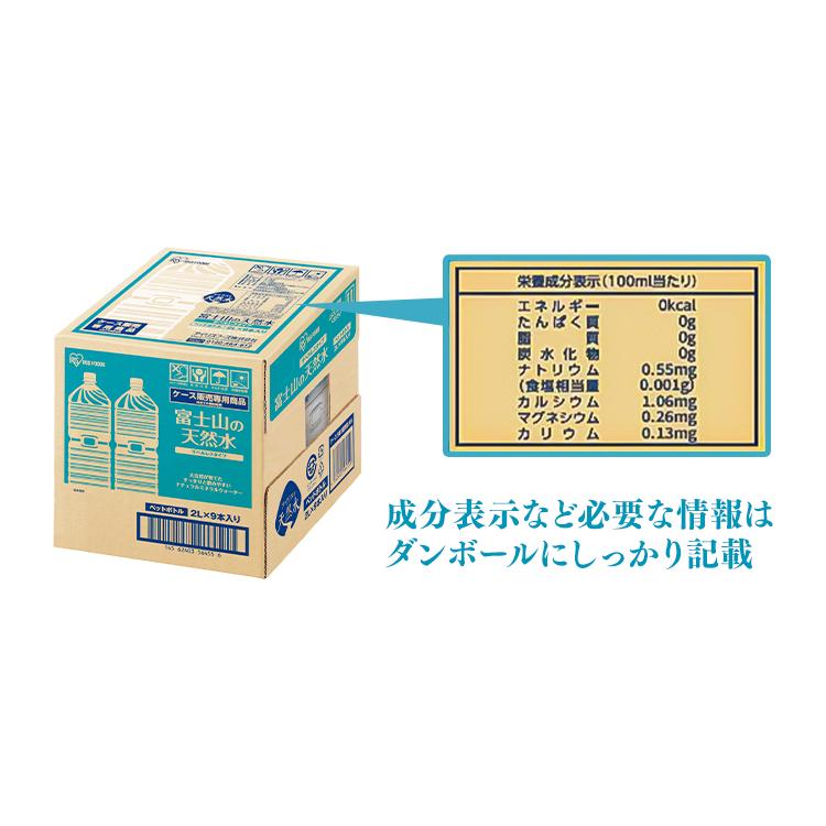 水 2リットル 2l 9本 最安値 備蓄水 防災 天然水 アイリスオーヤマ 送料無料 富士山の天然水 国産 ミネラルウォーター ラベルレス | IRIS OHYAMA | 12