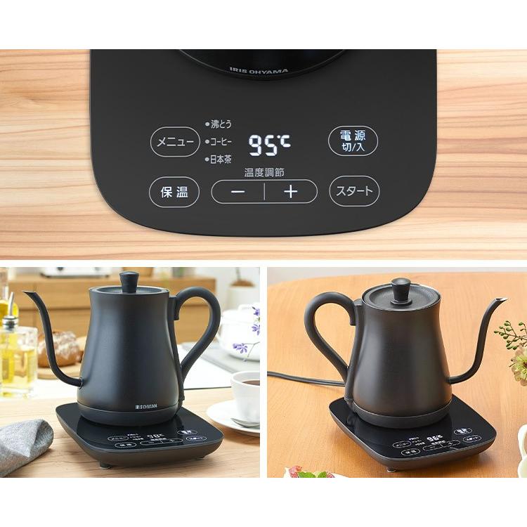 電気ケトル おしゃれ アイリスオーヤマ ケトル 電気ポット ポット 新生活 一人暮らし 温度調整 ドリップケトル コンパクト ドリップ 湯沸かし Ike C600t B アイリスプラザ Paypayモール店 通販 Paypayモール
