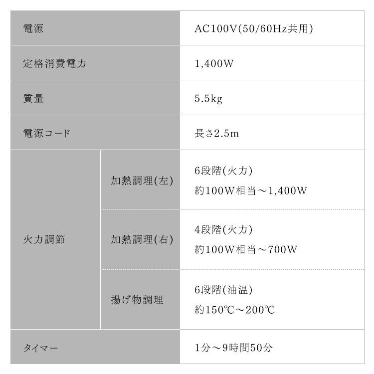 IHクッキングヒーター 2口 アイリスオーヤマ IHコンロ 2口コンロ IH コンロ   工事不要 一人暮らし 揚げ物 タイマー IHK-WKT22-B 安心延長保証対象｜irisplaza｜17