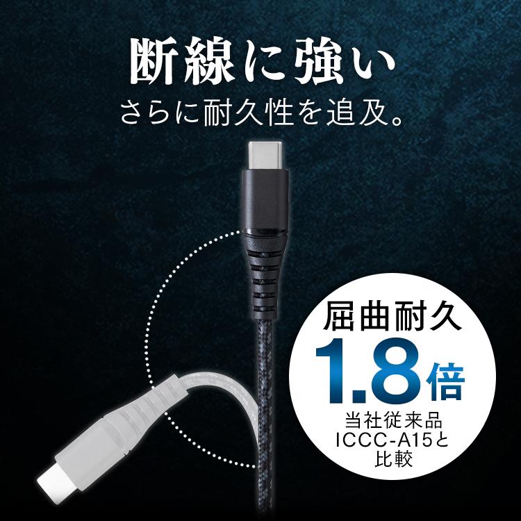 高耐久USB-C to USB-Cケーブル 1.5m ICCC-C15 全2色 アイリスオーヤマ 【メール便】   安心延長保証対象｜irisplaza｜04