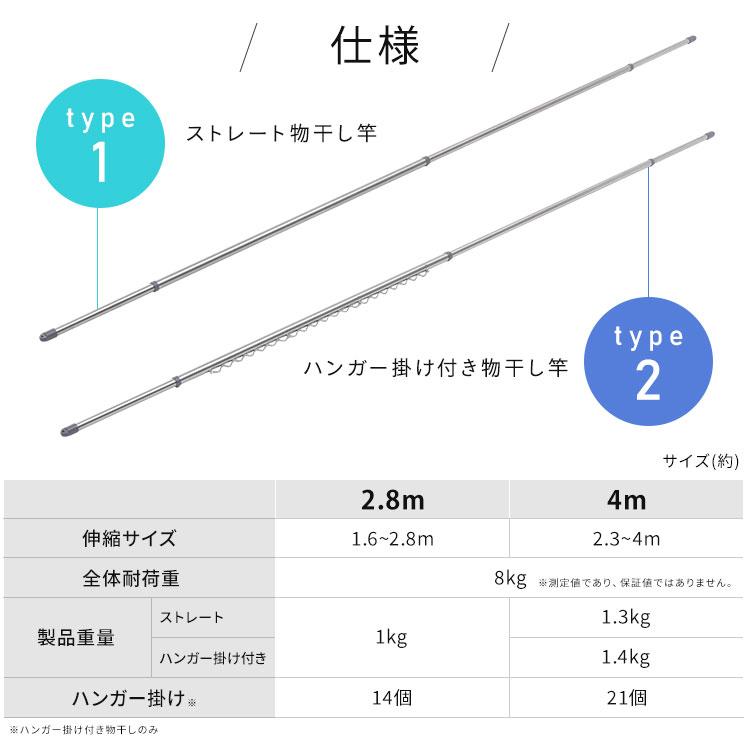 IRIS OHYAMA（アイリスオーヤマ） 物干し竿 ステンレス 1.6~2.8m 伸縮
