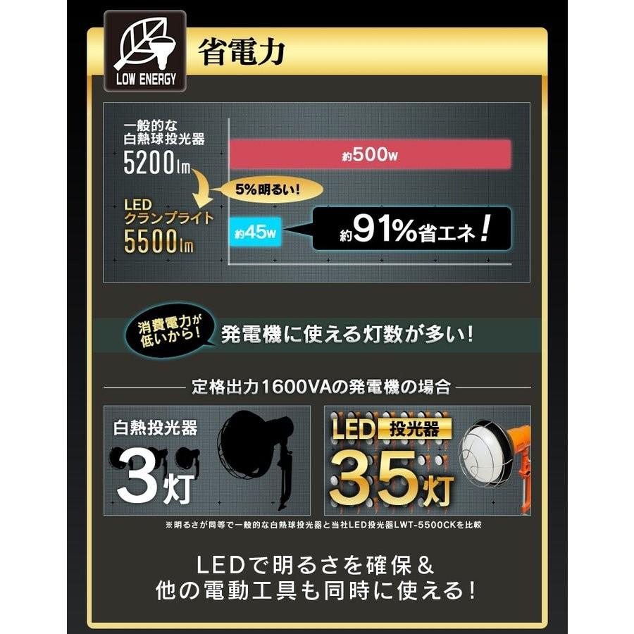 投光器 led 屋外 防水 5500ml LWT-5500CK アイリスオーヤマ 作業灯 LED投光器 昼光色 ワークライト クランプライト 角度調節 災害 防災｜irisplaza｜06