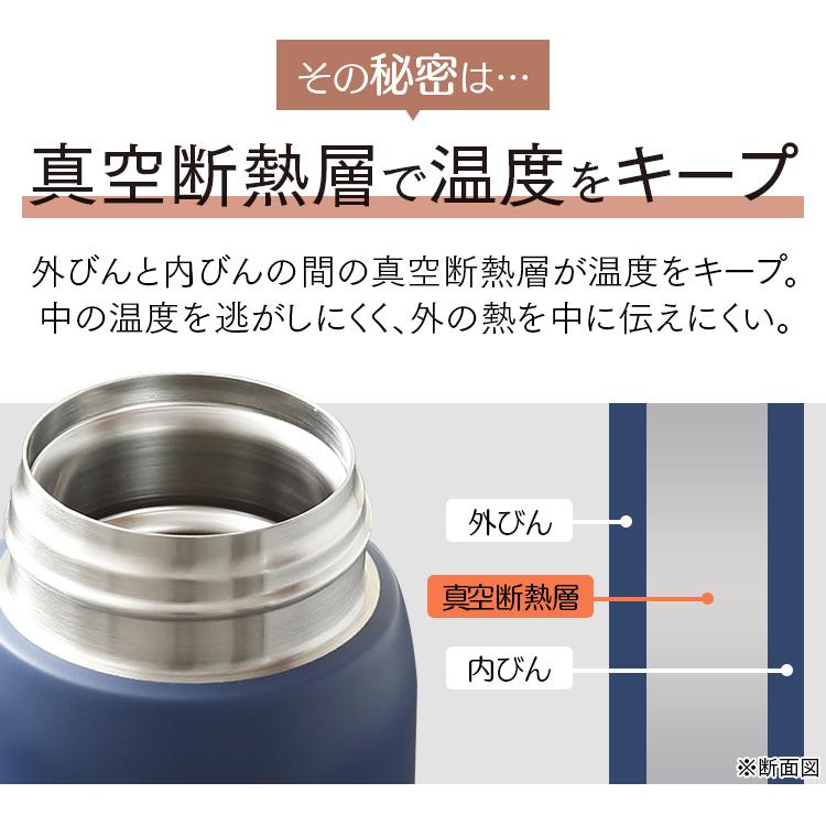 水筒 500ml マグボトル おしゃれ 子供 女子 送料無料 軽い 軽量 保温 保冷 シンプル ワンタッチ 真空断熱 SB-O500 アイリスオーヤマ｜irisplaza｜05