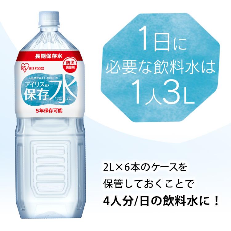 IRIS OHYAMA（アイリスオーヤマ） 水 保存水 5年 2L×6本 備蓄用 長期
