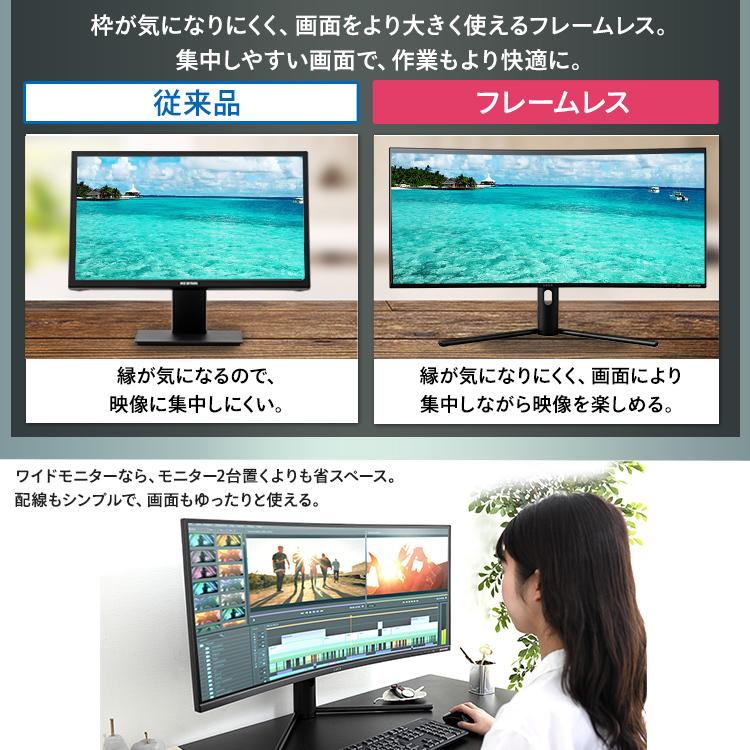 IRIS OHYAMA（アイリスオーヤマ） モニター 34インチ 曲面 HDMIx2 DPx1
