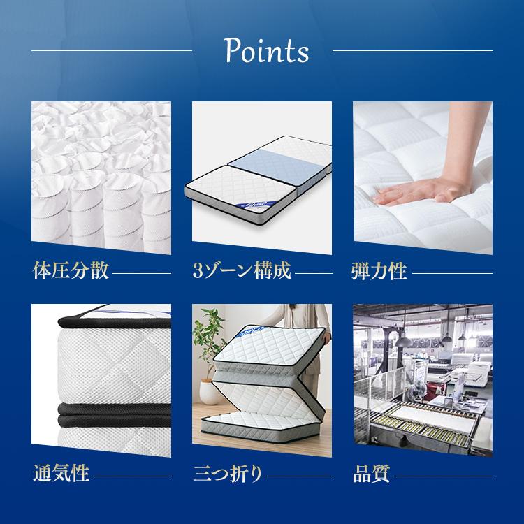 新品未開封 アイリスオーヤマ ポケットコイルマットレス PMTS11H-3S ③ 三つ折りポケットコイルマットレス PMTS11H-3S ホワイト