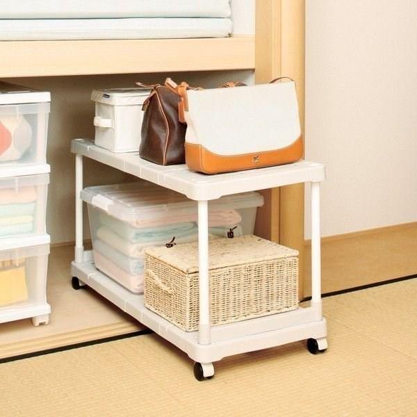 押し入れ収納 伸縮棚 クローゼット 収納 キャスター付き アイリスオーヤマ 棚 収納 衣装ケース 引き出し 隙間収納 ワゴン ラック SOR-370W の商品画像