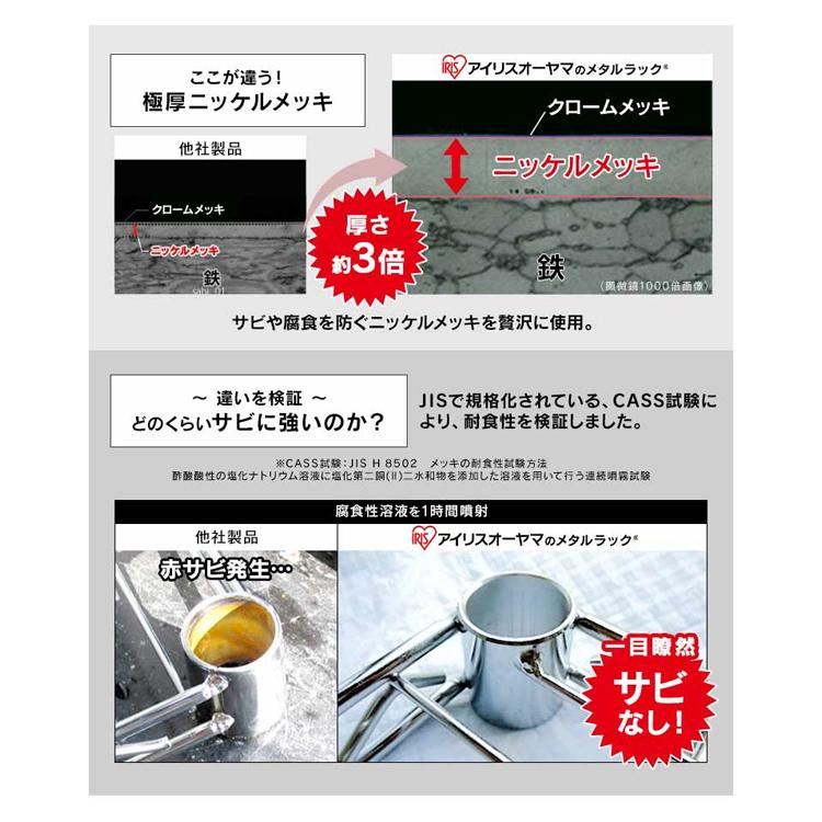 スチールラック 幅61 業務用 4段 アイリスオーヤマ メタルラック メタルシェルフ 洋服 収納 棚 キャスター ラック メタルミニ リビング収納 SE-6115JC_10