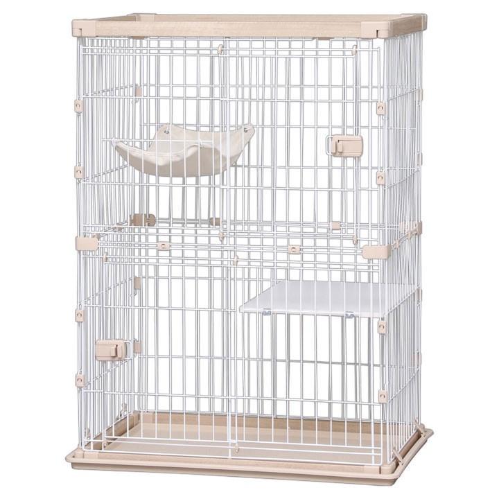 猫 ケージ 猫ゲージ 猫ケージ 大型 2段 おしゃれ キャットケージ ペットケージ ハンモック付き 防災 アイリスオーヤマ ウッディキャットケージ PWCR-962 猫ケージ