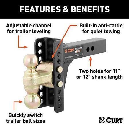 海外で買 CURT 45900 Adjustable Trailer Hitch Ball マウント， 2-Inch Receiver， 6-Inch Drop， 2 and 2-5/16-Inch Balls， 14，000 lbs ， Black