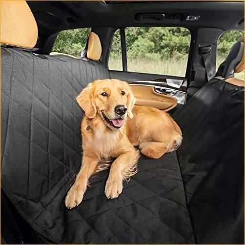 ペット用ドライブシート Plush Paws Products Hammock Waterproof Luxury Car Seat Cover with Pet Harnesses, Extra Large (Black) -USA