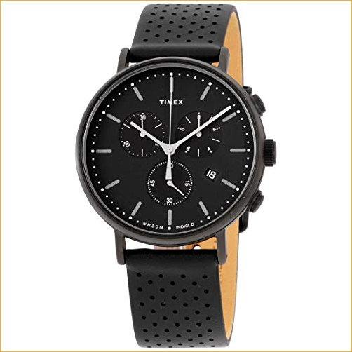 新品入荷 Timex Fairfield Chrono Leather Black/Black One Size 並行輸入品 腕時計