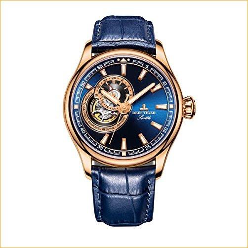 【代引可】 Skeleton Strap Leather Genuine Watches Men's Dress Tiger Reef All 並行輸入品 (ZRGA1639-PLL) RGA1639 Watch Blue 腕時計