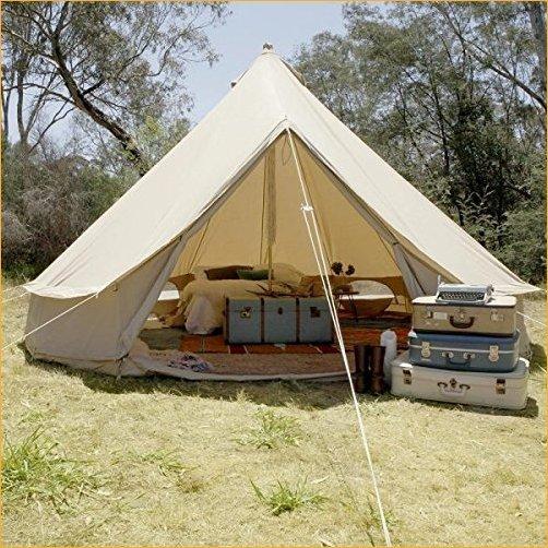 テント Psyclone Tents Removable Floor 4 Windows 5m/16.4ft Luxury Outdoor All Weather 8-10 Person Cotton Canvas Yurt Large Bell Tent for