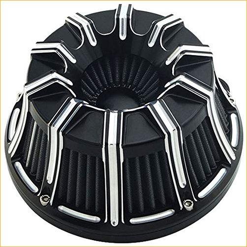 Air Cleaner Cnc Cut Filter Motorcycle Intake Kit Black for Harley Touring Street Glide 2008-2016 Softail 2016-2017 Fitment C 並行輸入品