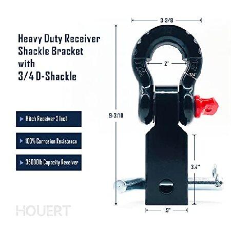 高評価 Houert Shackle Hitch Receiver 2 Inch， 35000lb Capacity Receiver， Heavy Duty Receiver Shackle Bracket with 3/4 D-Shackle，Towing Accessories for Trucks