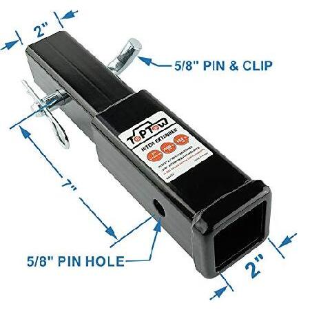 安いストア TOPTOW Hitch Extender， Fits for 2 inch Receiver， 7 inch Extension Length， with 5/8 inch Hitch Pin