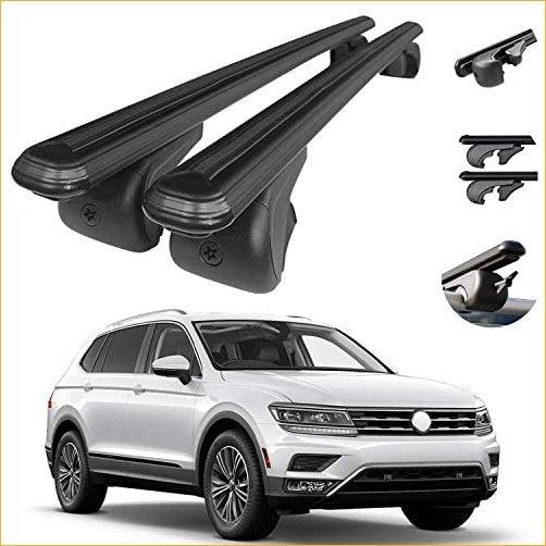 Roof Rack Crossbars Fits Volkswagen Tiguan 2018-2022 | Luggage Kayak Cargo Hard-Shell Carrier | Aluminum Rooftop of Your Car or SUV | Black