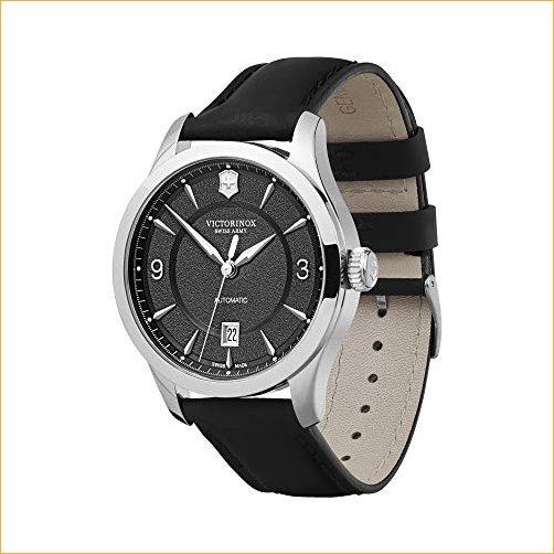 注目ショップ・ブランドのギフト with Black Large Mecha Alliance Victorinox Black 並行輸入品 Strap Leather 腕時計