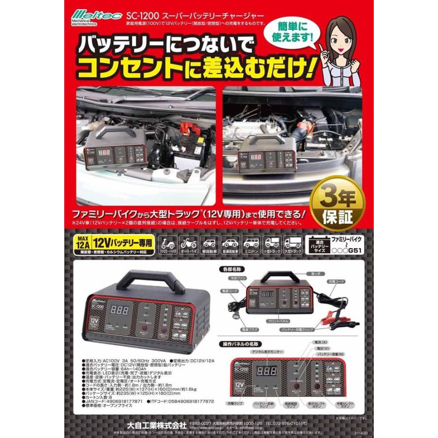 メルテック Meltec スーパーバッテリーチャージャー MAX12A DC-12V用