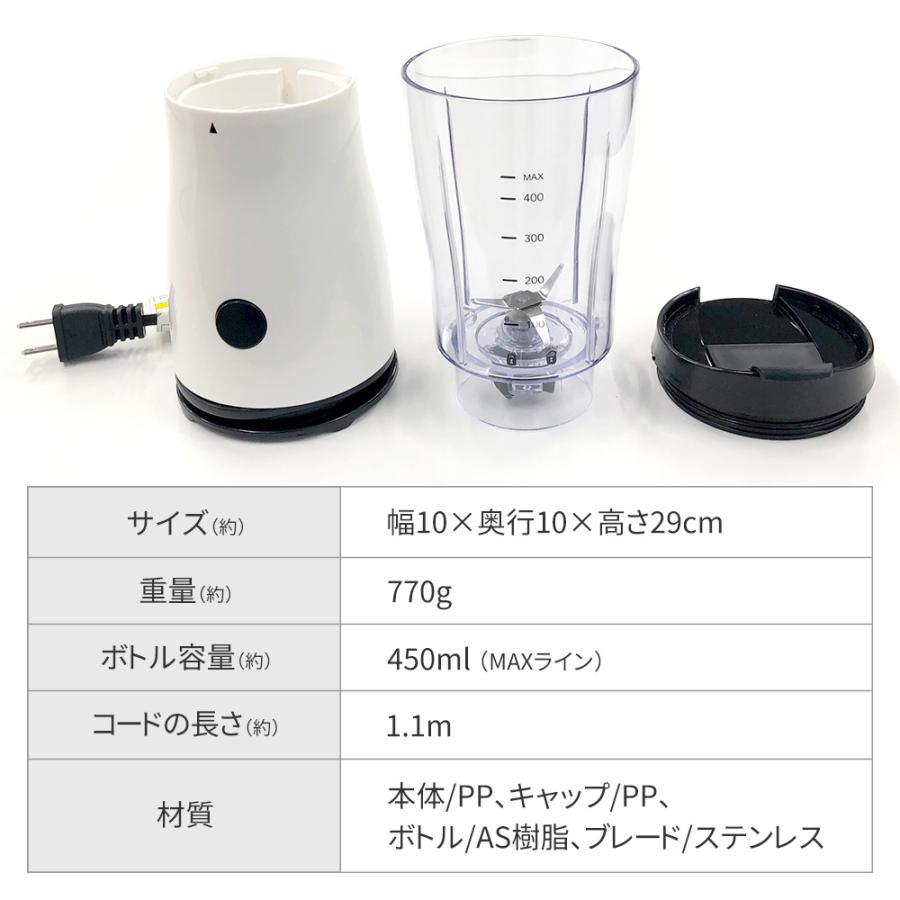 ミキサー ブレンダー ジューサー 氷対応 持運び 小型 携帯用 スムージー ミニブレンダー 小型ミキサー 450ml 離乳食 フローズン ジュース ミニミキサー｜iristopmart123｜11