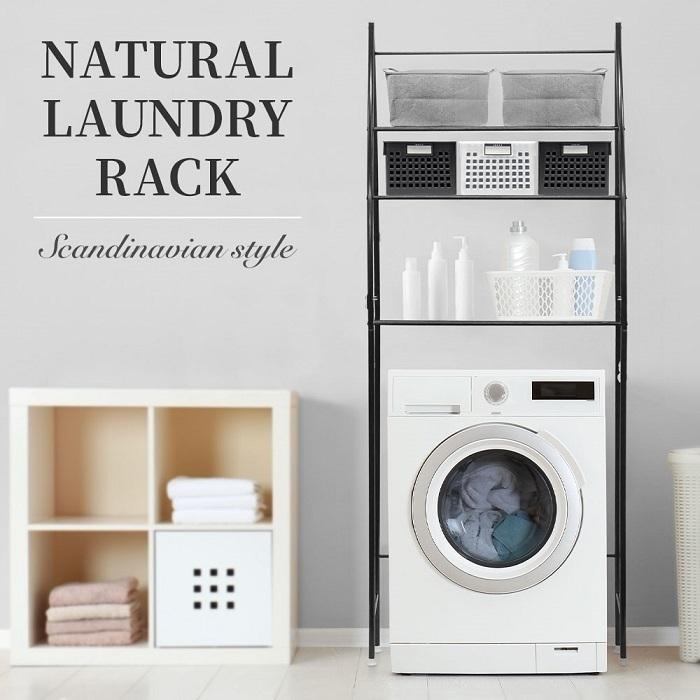 洗濯機ラック おしゃれ ランドリーラック 数量限定 幅61cm 縦型 スリム 収納 3段 洗濯機 ランドリー収納