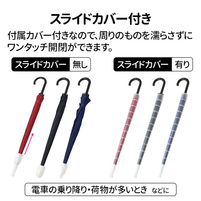 傘 レディース 16本骨 106cm ジャンプ傘 スライドカバー付き グラスファイバー フレーム 雨傘 大きい 風に強い 丈夫｜iristopmart123｜05