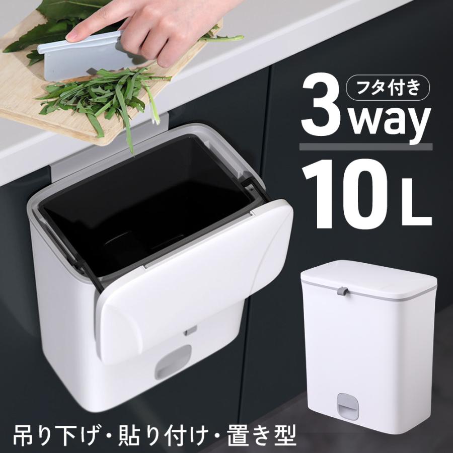 ゴミ箱 壁掛け ふた付き 大容量 10L 壁掛けゴミ箱 蓋つきゴミ箱 ふた付き 壁掛け ごみ箱 蓋付き 蓋つき ぶら下げ 生ごみ シンプル ダスト キッチン サニタリー（Yahoo!・アイリストップマート）