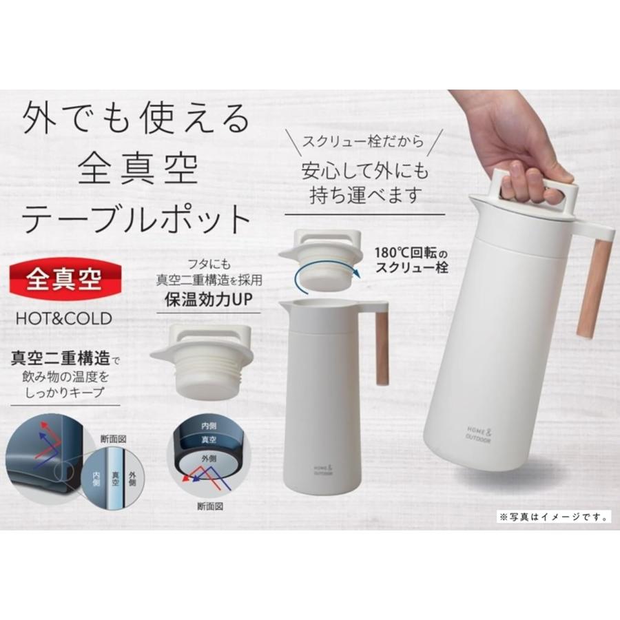 PEARL LIFE 全真空テーブルポット 1.1L ホワイト ステンレス ポット