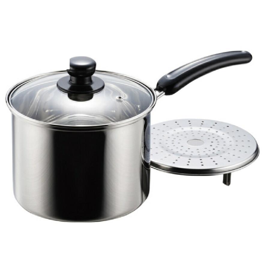 パール金属 片手鍋 18cm ih 味噌汁 ステンレス 蒸し器 H-5871 IH対応