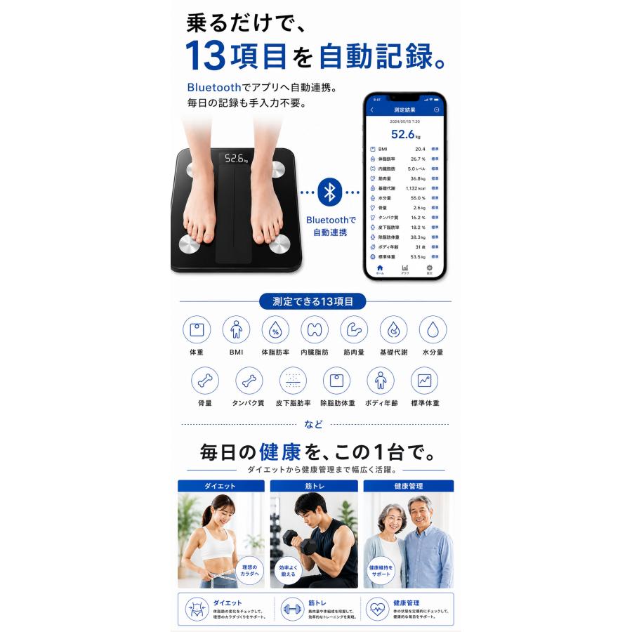 体重計 体脂肪計 ＼めざましテレビで紹介／【当日発送】 インスマート