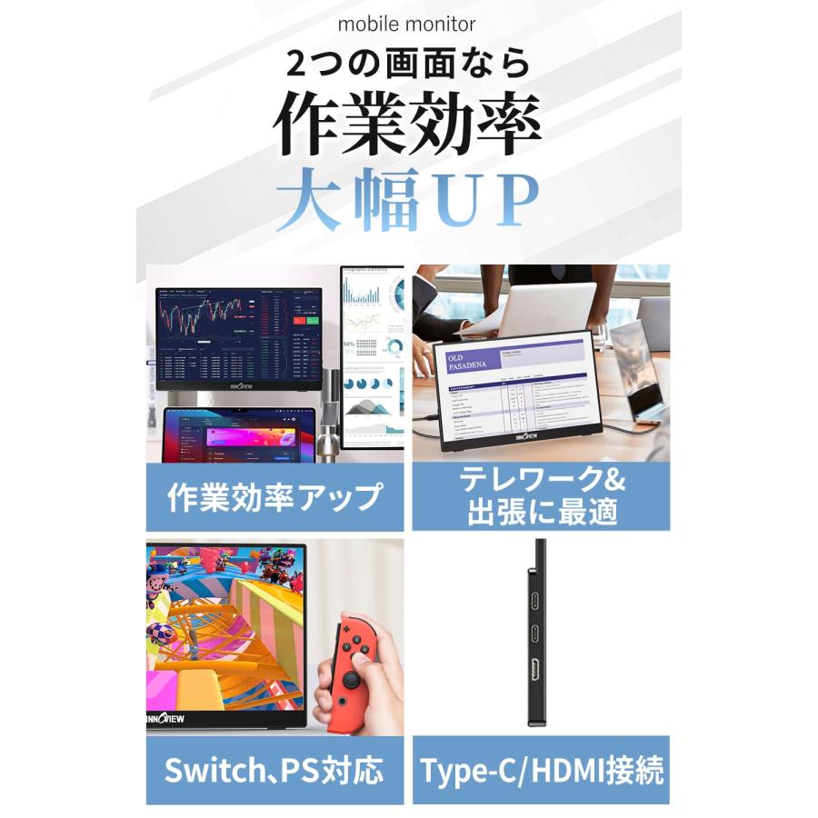モバイルモニター 15.6インチ InnoView モバイルディスプレイ 自立型