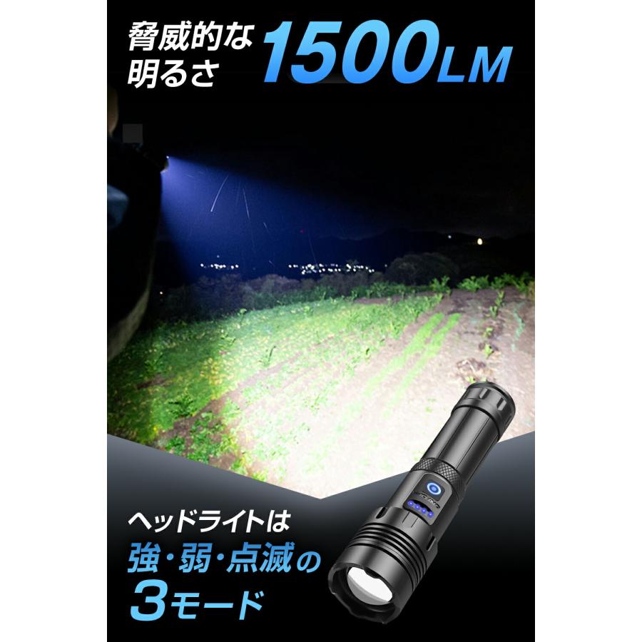 懐中電灯 7つのパターン搭載でSOS・災害対策用に使える！ LED 強力