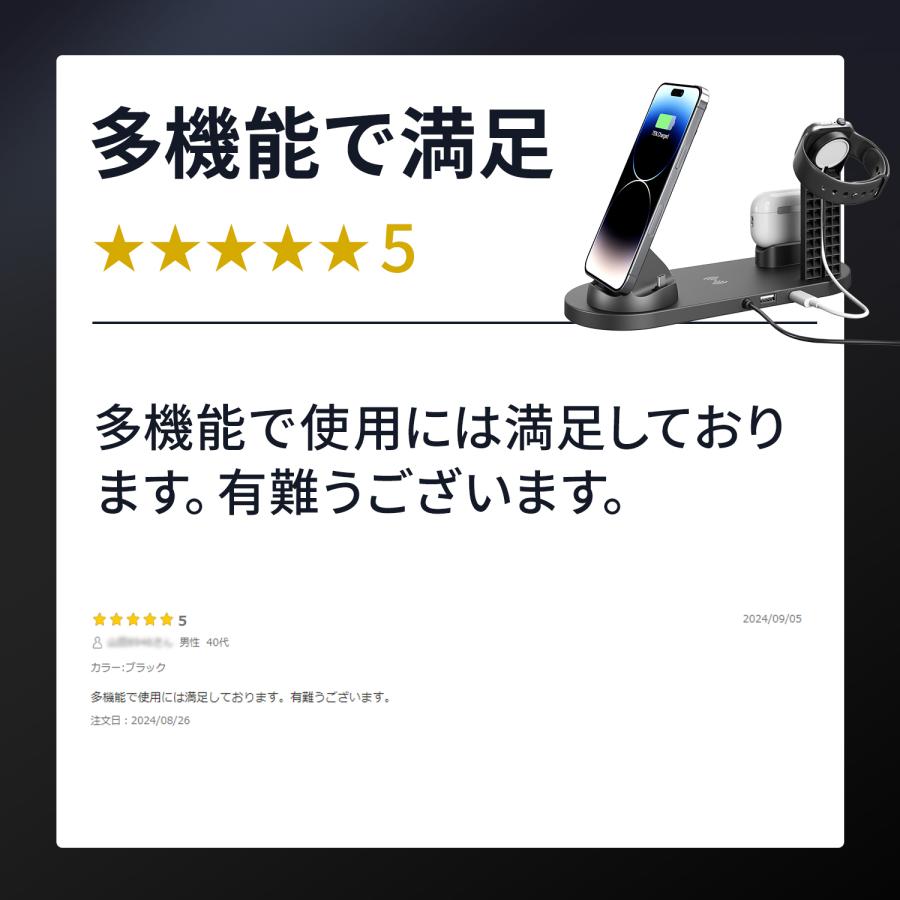 6in ワイヤレス充電器 4台同時に充電可能！ iPhone ワイヤレス 充電器