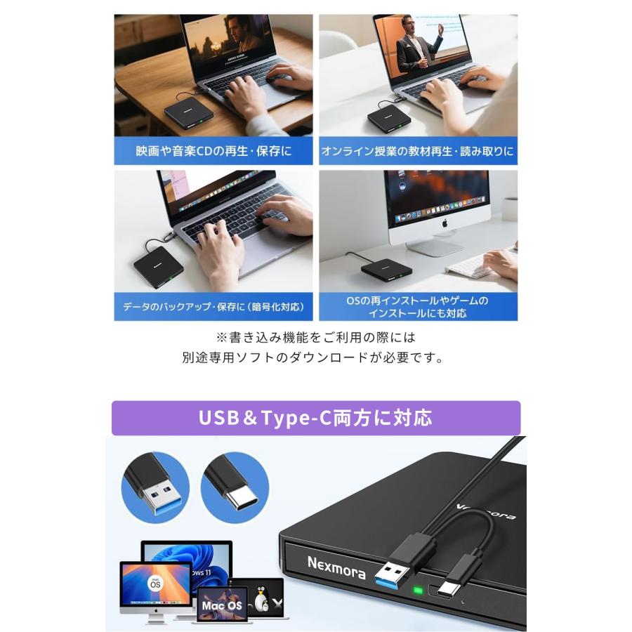 2026新定番・高速読取×低騒音】 cd dvdドライブ 外付け dvd ドライブ