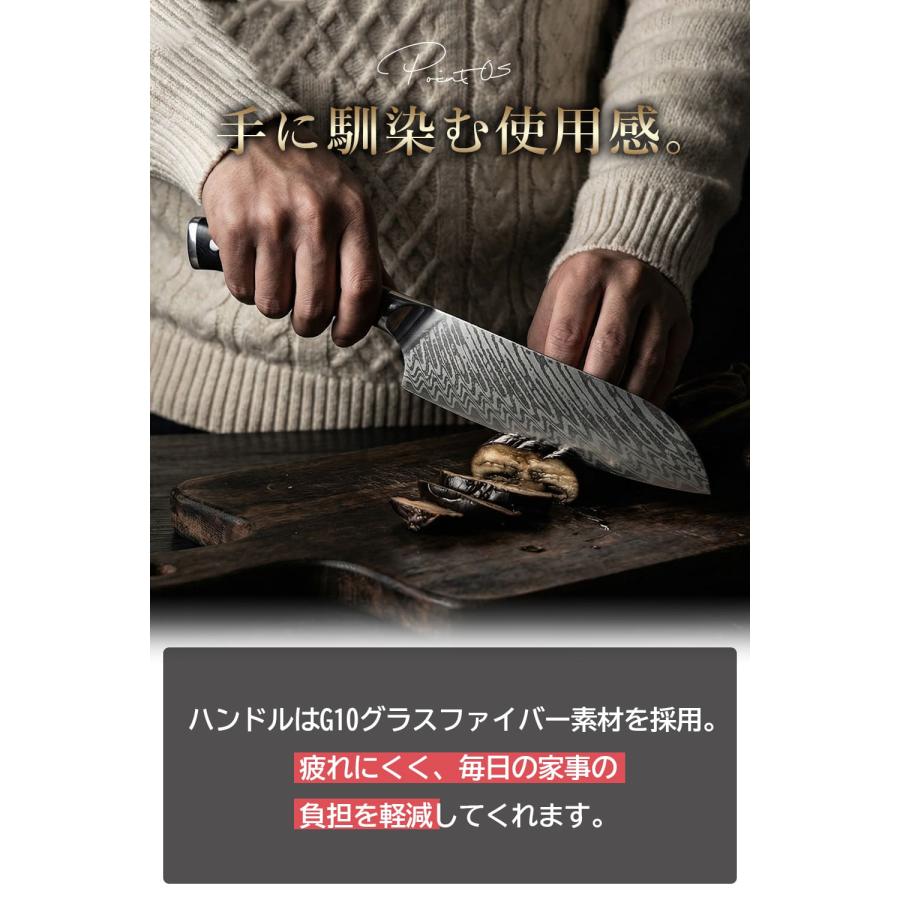 包丁 三徳包丁 ダマスカス 【最高素材のV金10号製】 ステンレス V金10