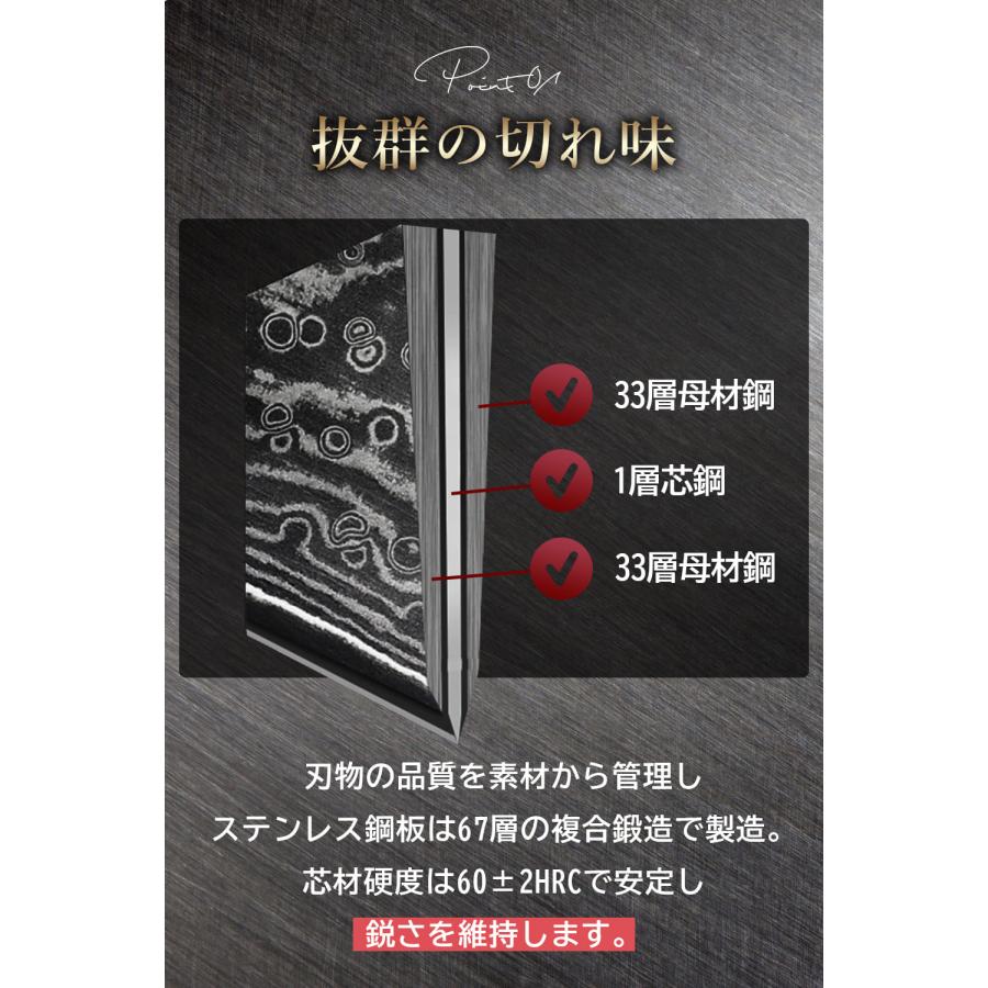 包丁 三徳包丁 ダマスカス 【最高素材のV金10号製】 ステンレス V金10