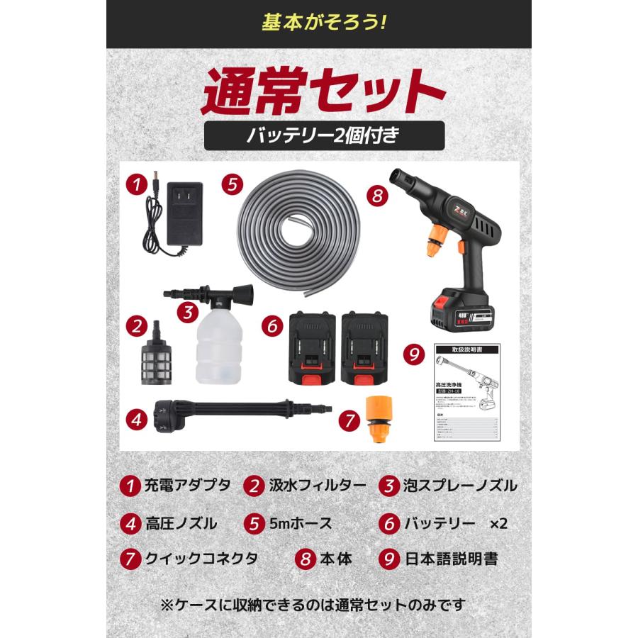 軽量＆コンパクト！ 10点セット 高圧洗浄機 コードレス 充電式 【最強