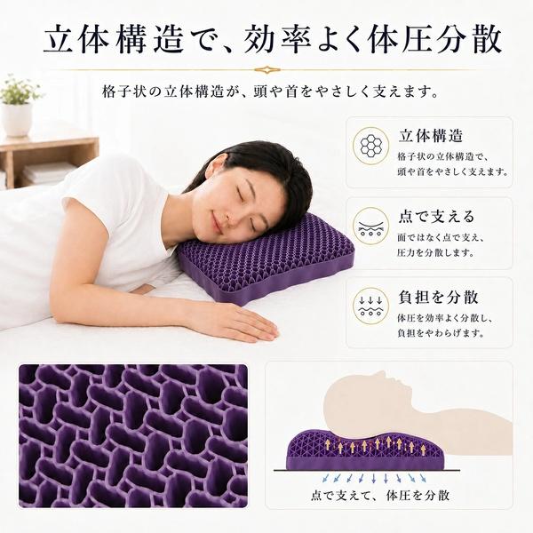 枕 TPE枕 ジェル枕 無重力枕 高反発 体圧分散 通気性 3D構造 蒸れ