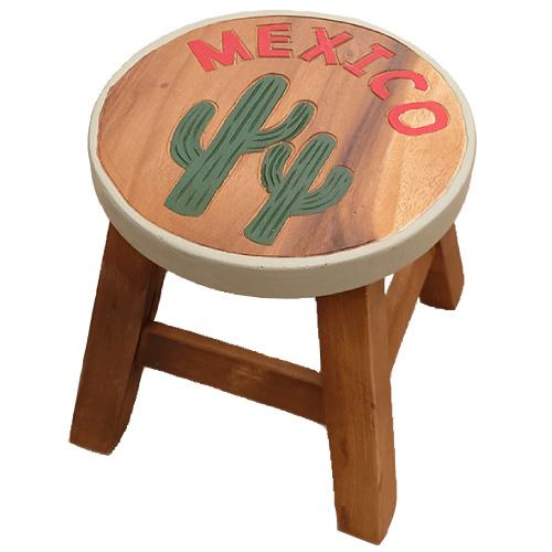 スツール 木製 円形 丸 椅子 サボテン メキシコ 足置き おしゃれ