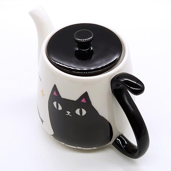 にゃん屋 猫 3兄弟 しっぽポット Kuro ティーポット ねこ ネコ
