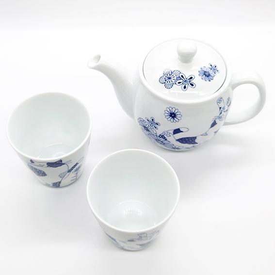 にゃん屋 ロンロンとミュウ ペアポット茶器 ティーポット ネコ 猫 湯呑
